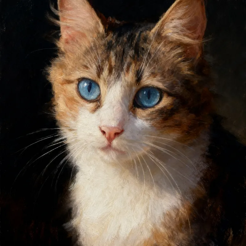 Cat painted as a classical oil portrait by PopPets