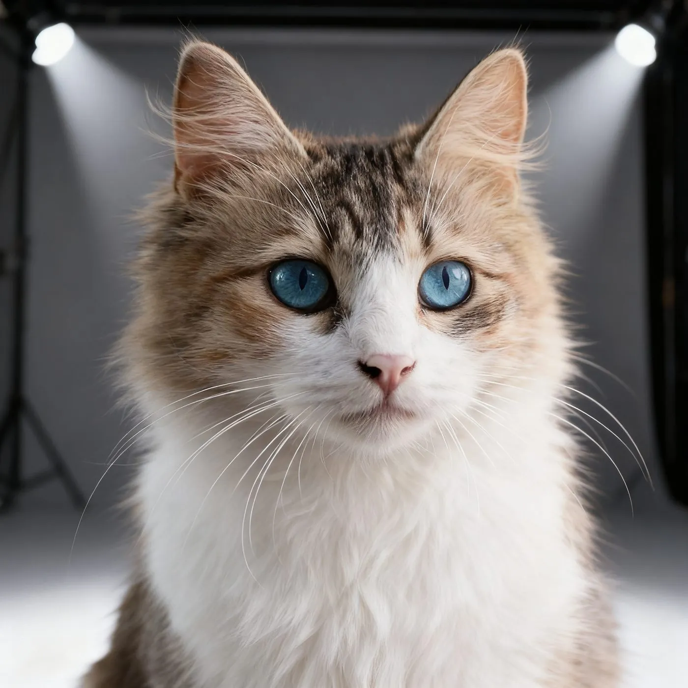 Cat portrait in a Vogue studio photoshoot