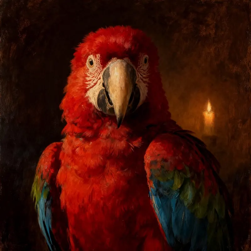 Parrot portrait in a custom art style